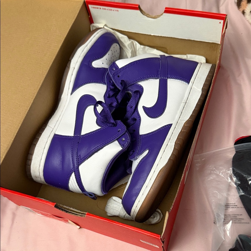 Nike Dunk High Varsity Purple and White